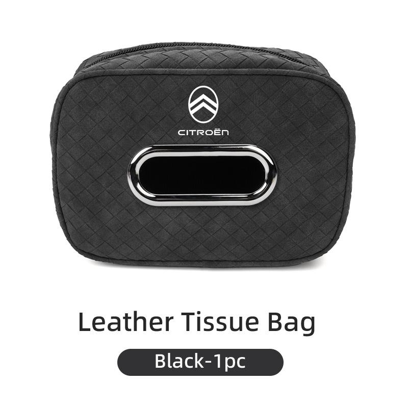WKZA3 PU Leather Plaid Pattern Tissue Bag for Citroen C4 C3 C5 C1 C2 Berlingo Celysee Cactus Picasso Aircross Saxo Grand Car Accessory