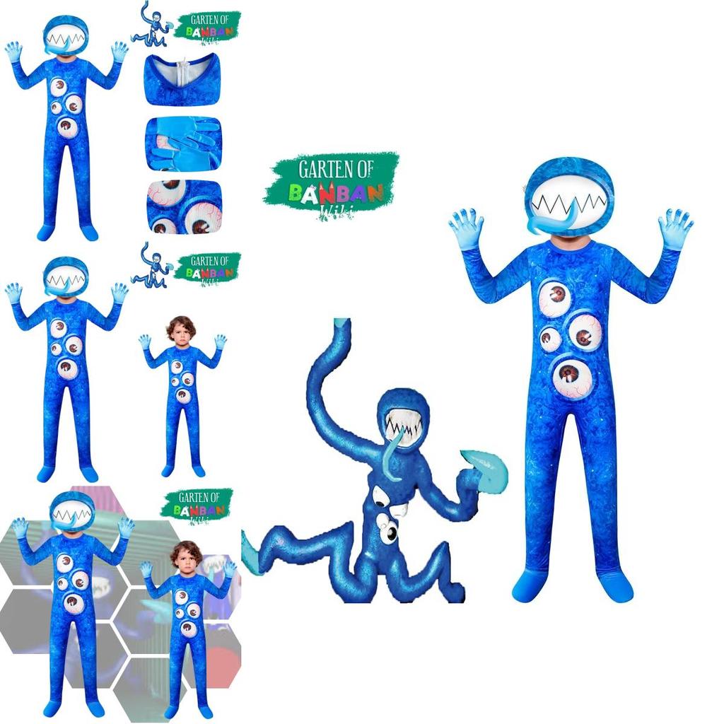 Новый костюм для косплея на Хэллоуин для детей в саду Банбан, синий мультяшный стиль