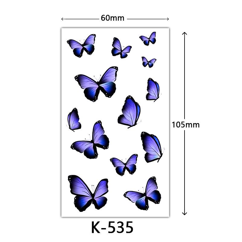 Waterproof Tattoo Stickers: English Letters, Flowers & Butterfly Sketches