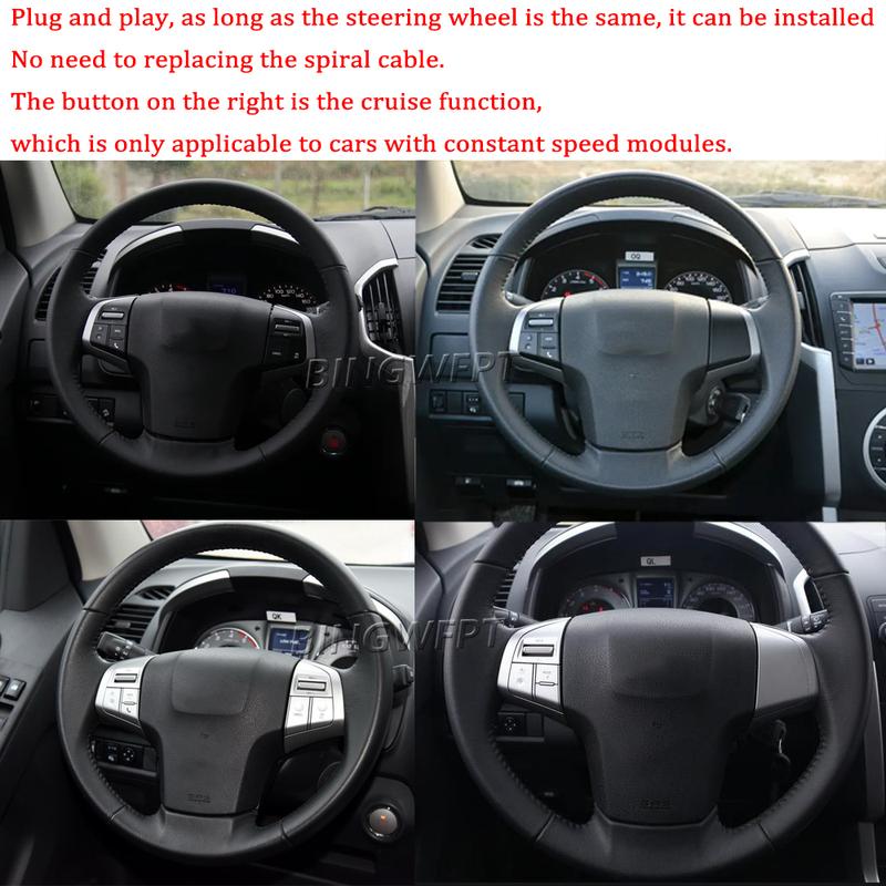 Car Audio Volume Cruise Control Switch Steering Wheel Media Player Button For Isuzu D-Max 2015-2019 MU-X DMAX