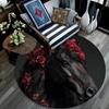 Круглый ковер 'Черная лошадь', Ковер для гостиной, спальни, дивана, игровой комнаты, Нескользящий коврик для пола