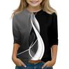 Print Tops For Youth Girls 5-16 Years Round Neck 3/4 Sleeves T-Shirts Trendy Tops Outfit Tees