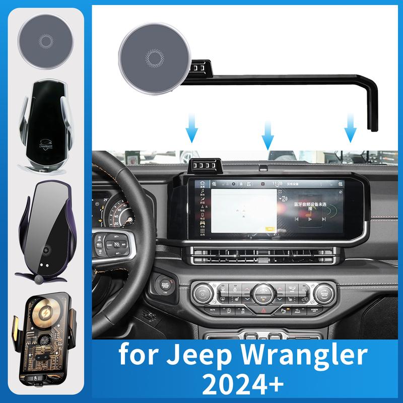 for Jeep Wrangler 2024 2025 Car Phone Holder Screen Fixed Navigation Bracket Base Wireless Charging