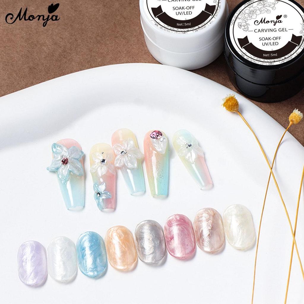 Monja Nail Art 3D скульптурный набор для моделирования УФ-гелевых ногтей, сушильная лампа для ногтей, двухсторонняя силиконовая ручка для резьбы, цветная бумажная основа, верхнее покрытие, инструменты для дизайна маникюра своими руками