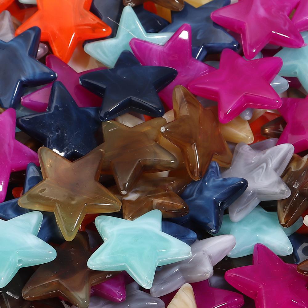 50pcs/lot 21mm Dual Color Acrylic Star Beads Loose Spacer Pentagram Beads For DIY Bracelet Phone Chain Jewelry Decor Accessories
