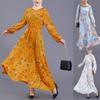 25 Color Floral Print Casual Long Dress Women Dresses Spring Casual Beach Dress Full Sleeve Bohe Beach Party Muslim Dress