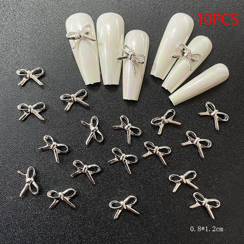 Золотые Серебряные Цветы Маникюрные Аксессуары Бант для Ногтей