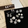 Autumn And Winter High-End Snowflake Zircon Pearl Stud Earrings Women'S Gentle Niche Personality Fashion Exquisite Versatile Earrings