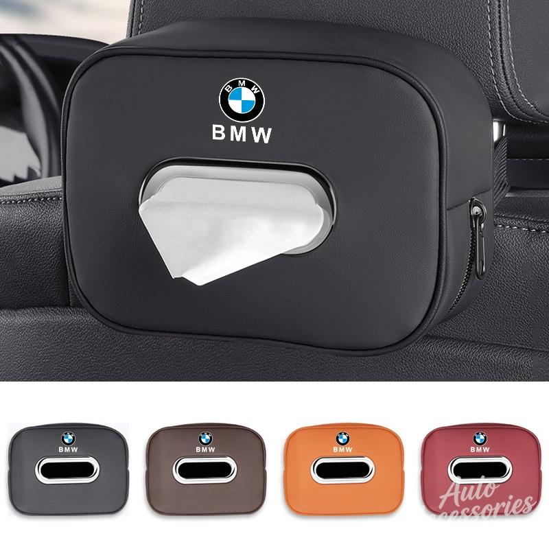 ORWI7 Leather Car Tissue Box Car Seat Back Tissue Paper Organizer Case For BMW E61 E70 E81 E87 E90 E91 X1 X5 X3 1 3 5 6 Series Sticker