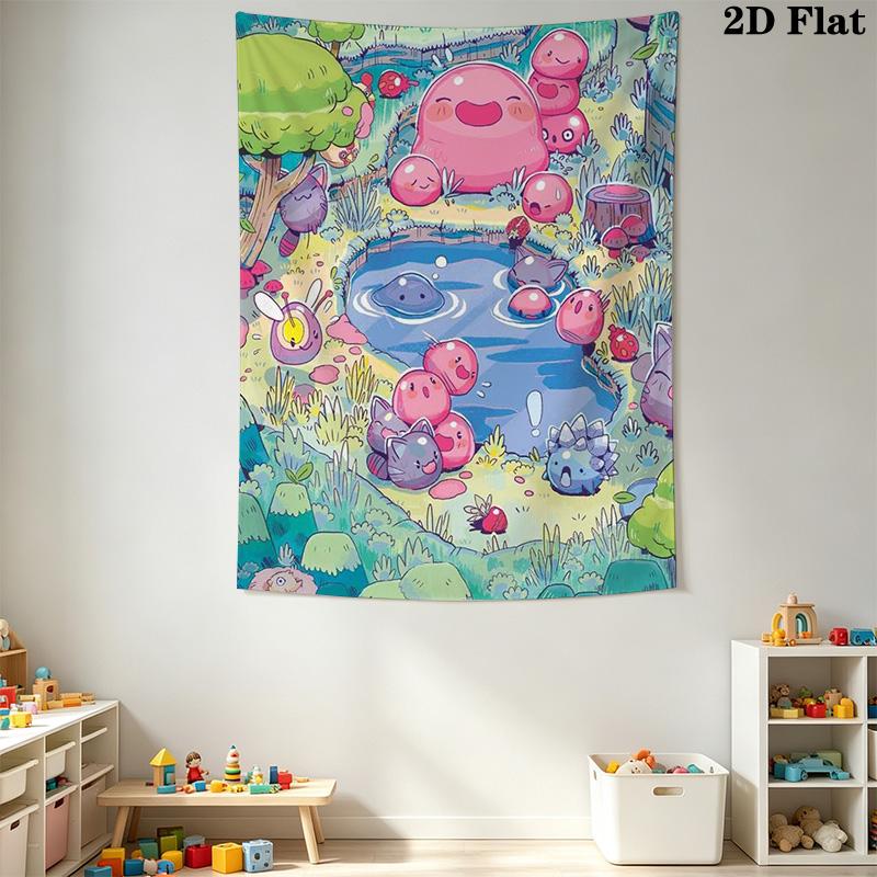 Whimsical Slime Rancher Pattern Home Decor Tapestry, Wall Hanging, Decorative RV Wall Cloth.ZGT0914430
