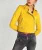 Stylish Yellow Women's Genuine Lambskin Leather Jacket Handmade Biker Motorcycle