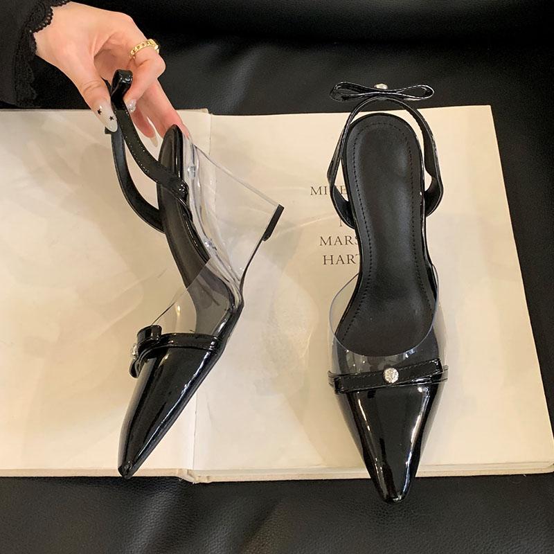 Fashion Fashion Pointed Toe Women Super High Heels Wedges Sandals Butterfly-Knot Female Transparent Heels Ladies Wedges Sandals Shoes