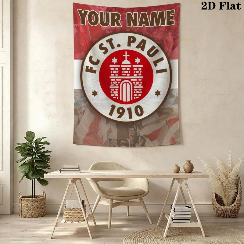 Custom Name St.Pauli Wall Tapestry Aesthetic Wall Hanging Printed Fabric Blanket Decorative Tapestries for Bedroom Living Room Home Decor