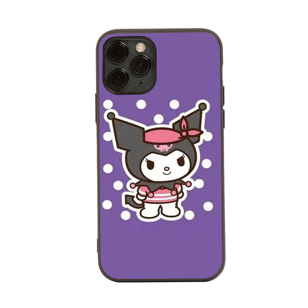 Чехол HK10 Cut Kuromi Black Sofe для iPhone 16 15 Plus 14 13 Pro 8 SE XR XS Max P30 Nova 5T Y5P Y6 Y7 Y8P Y9 Realme C30 C33 C31 VIVO Y36 V27