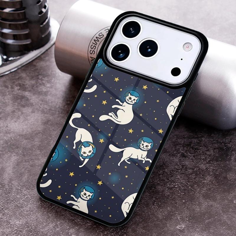 Space Happy Cats Phone Case For iPhone 17,16e,15,14,13,12,11,Mini,Pro,MAX soft Silicone Cover