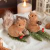 Christmas Squirrel Ornament Foam Plush Squirrel Figurine with Pinecones Branches Furry Forest Animal Hanging Decoration Holiday Xmas Tree Home