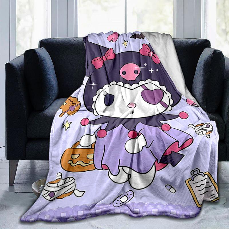 1pc Halloween Costume Kuromi Blanket, Seasonal Home Decorative Throw for Room, Soft Warm Bedding Gift Idea for Family and Friend, Living Room, Travel,