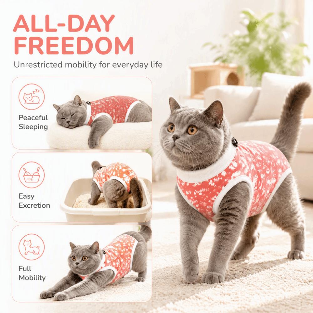 Soft Cat Recovery Clothes Adjustable Weaning Jumpsuit Cat Neutering Wear Postpartum Care