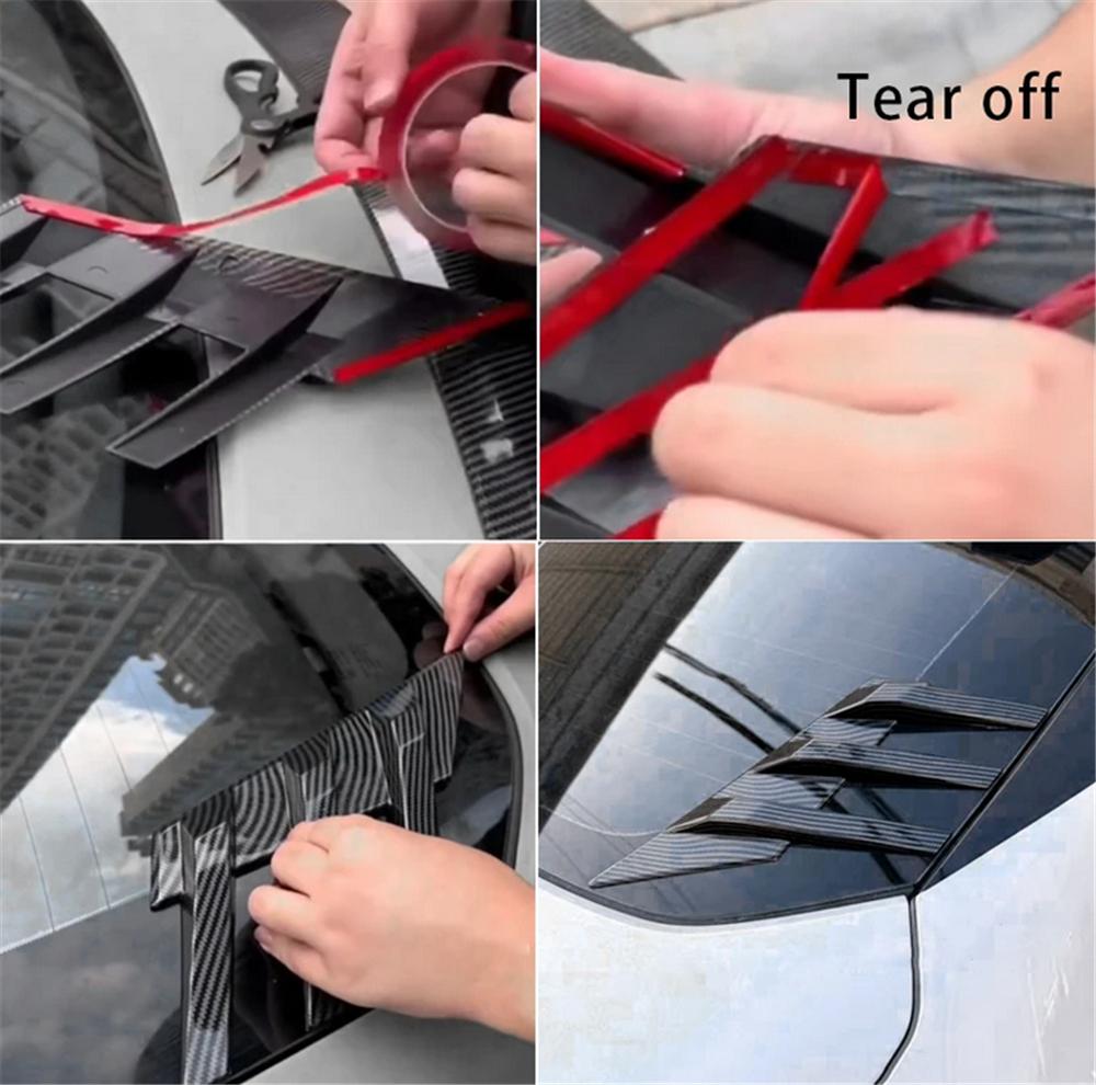 New 1 Pair Car Rear Windshield Decoration Stickers Side Spoiler Splitter Trim Black