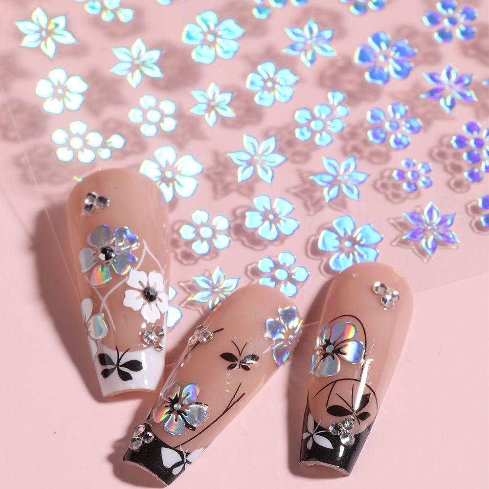 Nail Accessories Laser Nail Sticker Nail Art Decoration Flower Nail Sticker Holographic Nail Decals