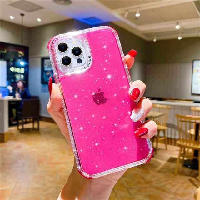 Блестящий прозрачный противоударный чехол-бампер для телефона Iphone 12 11 13 Pro Max Xr X Xs Max 7 8 Plus 12 11 Pro 13, жесткая задняя крышка