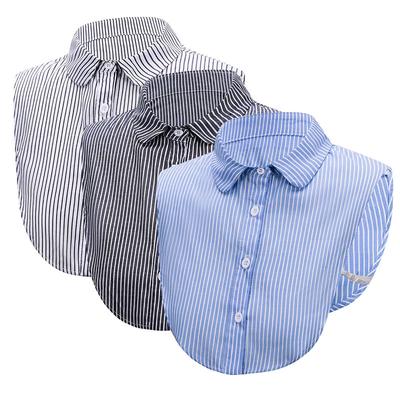 Womens Classic Striped Detachable Fake Collar Shirt Dickey Half Blouse False Collar for Lady Girls Men