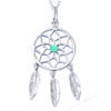 [R1682] - Silver 'Boho' Turquoise Silver Pendant (rhodium) - 28x15mm (dreamcatcher)