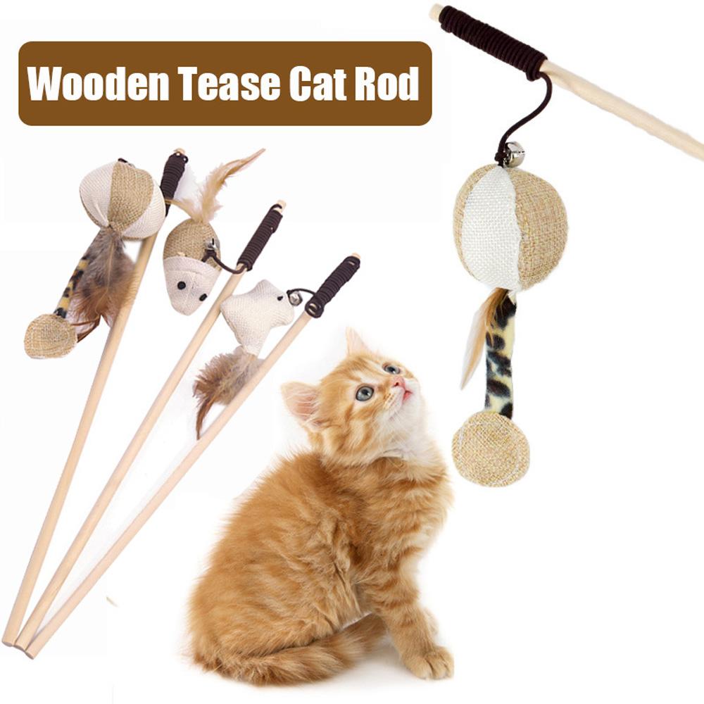Kitten Feather Scratching Mouse With Mini Bell Tease Cat Rod Cat Toy Pet Supplies Interactive Stick