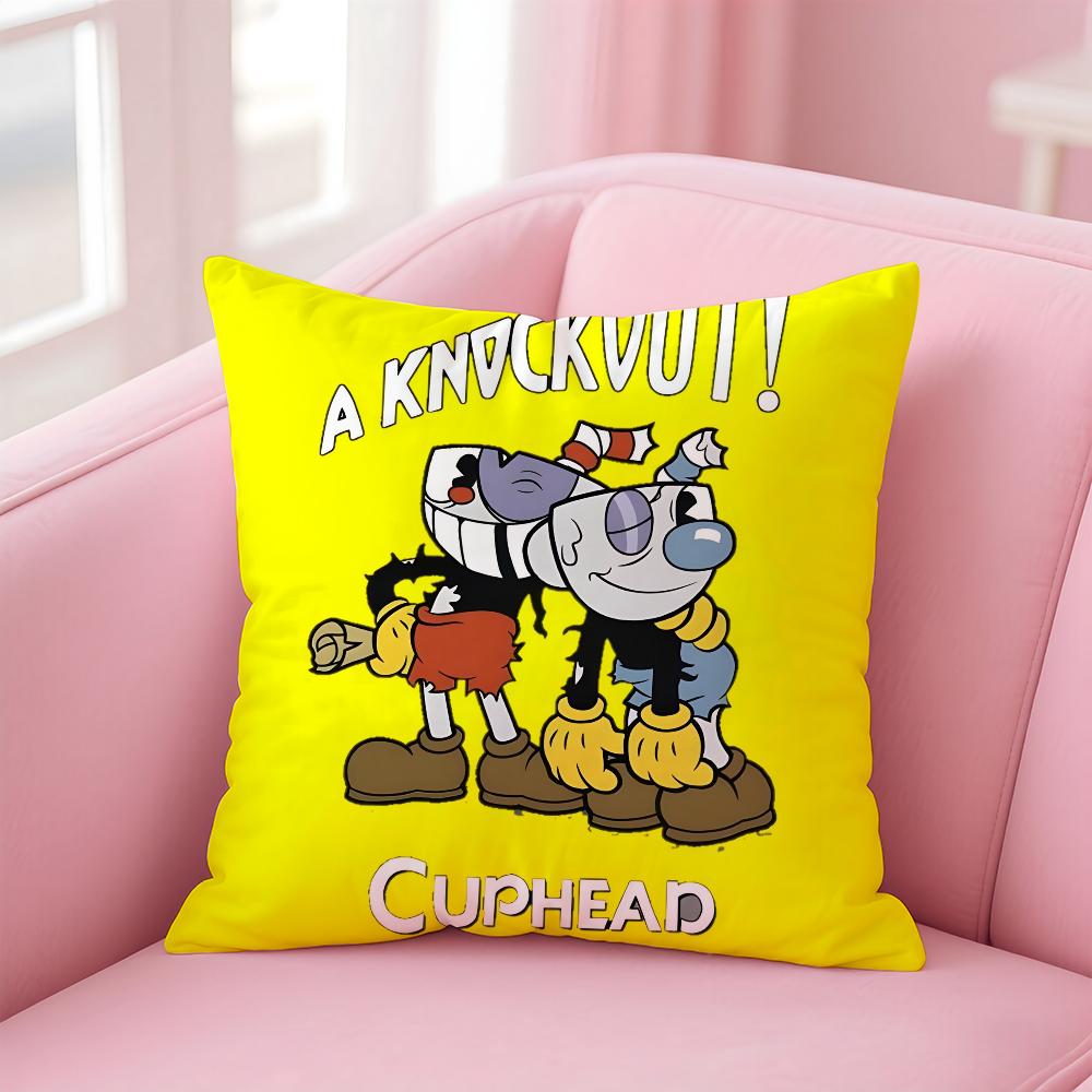 Классическая игра Cuphead Милая Наволочка Пылезащитная Наволочка Невидимая Молния Шелковистый Короткий Плюш Чехол на Подушку Дивана