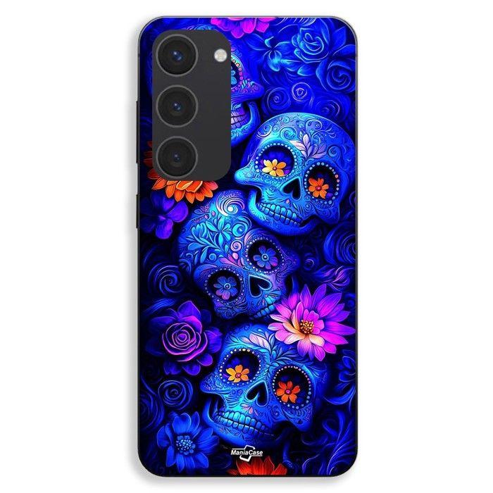 Coque Pour Samsung Galaxy S23 Têtes de mort bleu coloré Maniacase