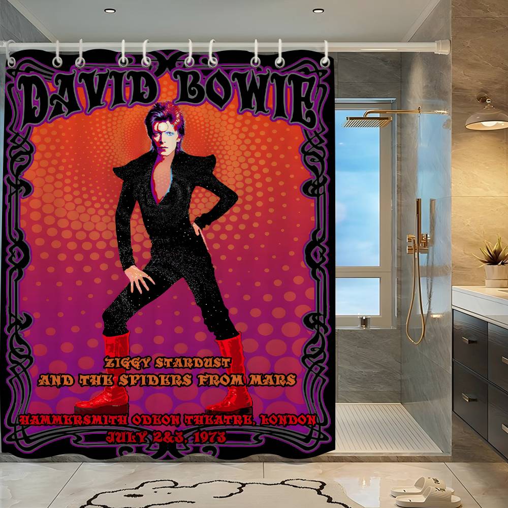 British Rock Singer D-David_B-Bowie Funny And Creative Beach Shower Curtain Waterproof Polyester Bath Curtains For Bathroom