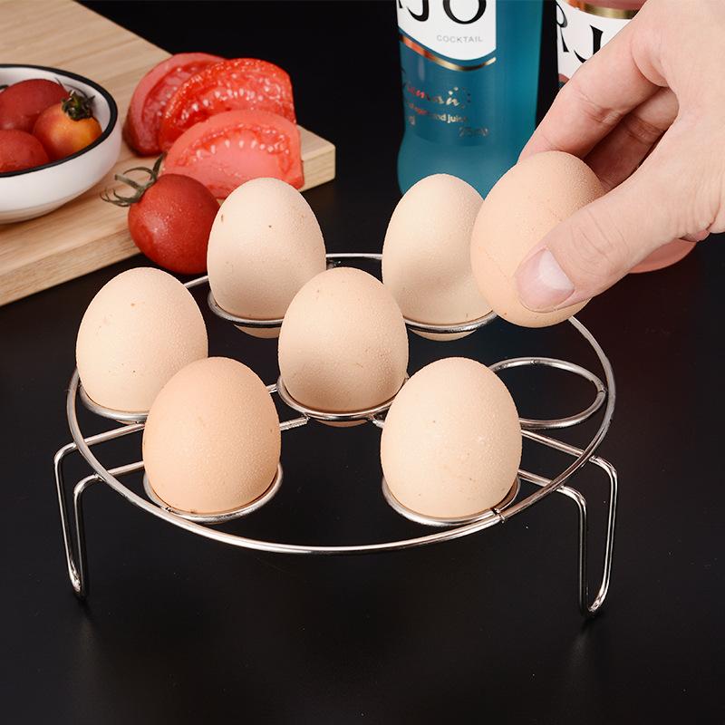 Stainless Steel Steamed Egg Rack Household Three-Legged Kitchen Water-Proof Multi-Function 7 Holes Round Heat Insulation Rack