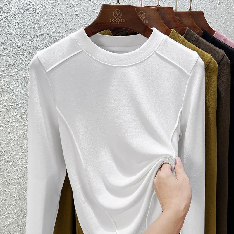 Осенне-зимняя женская нижняя рубашка, блузка с длинным рукавом, внутренняя нижняя рубашка, дизайнерские топы