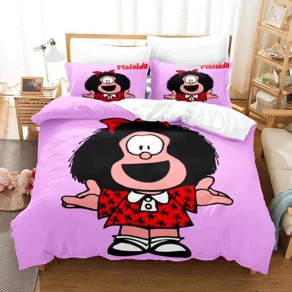 3D Print Mafalda Printed Bed Set Duvet Cover Pillowcase Bedding Set Bed Linen Sheet Quilt Cover Full Queen King Size