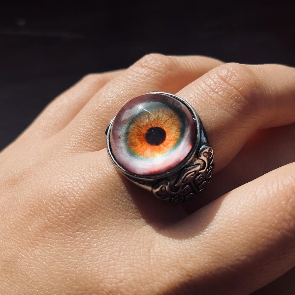 Carving Patterns Adjustable Open Ring Zinc Zinc Alloy Realistic Bloodshot Eye Band Ring Theme Party