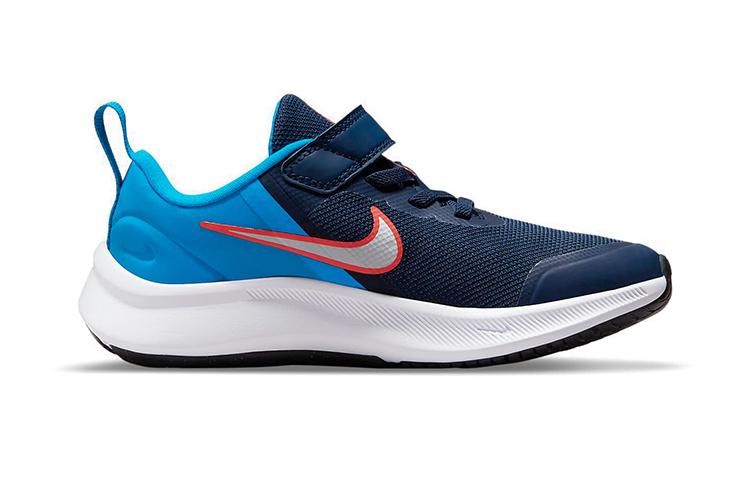Nike Star Runner 3 Сетчатые Амортизация от ударов Амортизация от ударов Низкие Детские Беговые Кроссовки Сине-Оранжевые DA2777-401