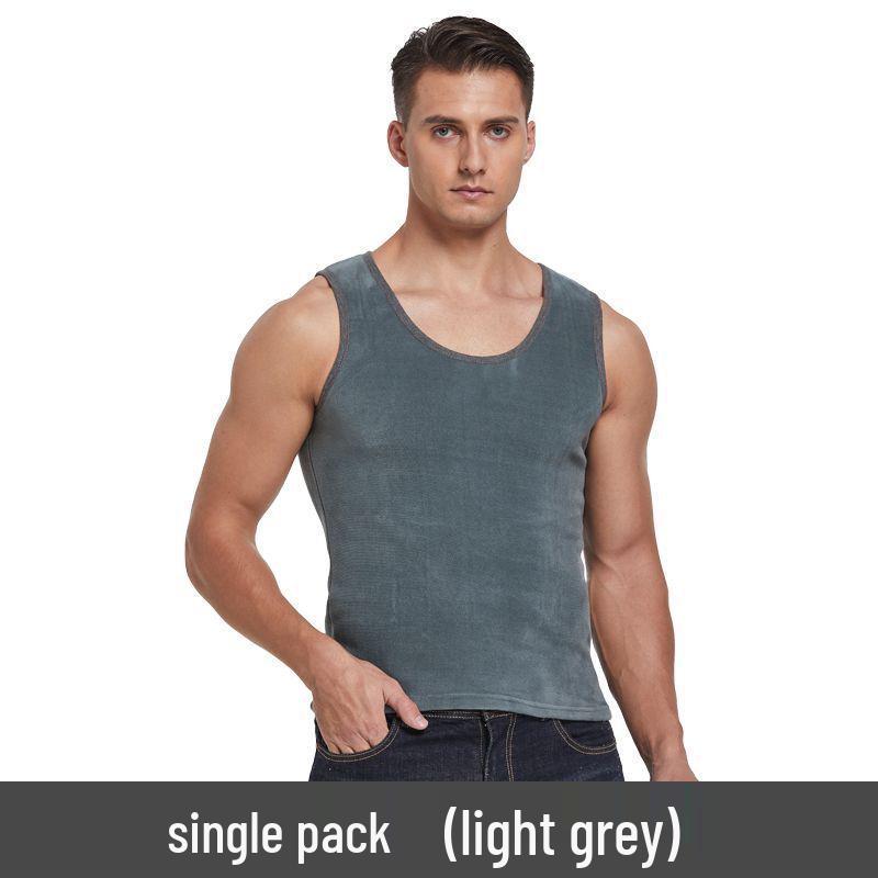 Мужская двухсторонняя флисовая теплая рубашка-жилет с плюшевой подкладкой на осень