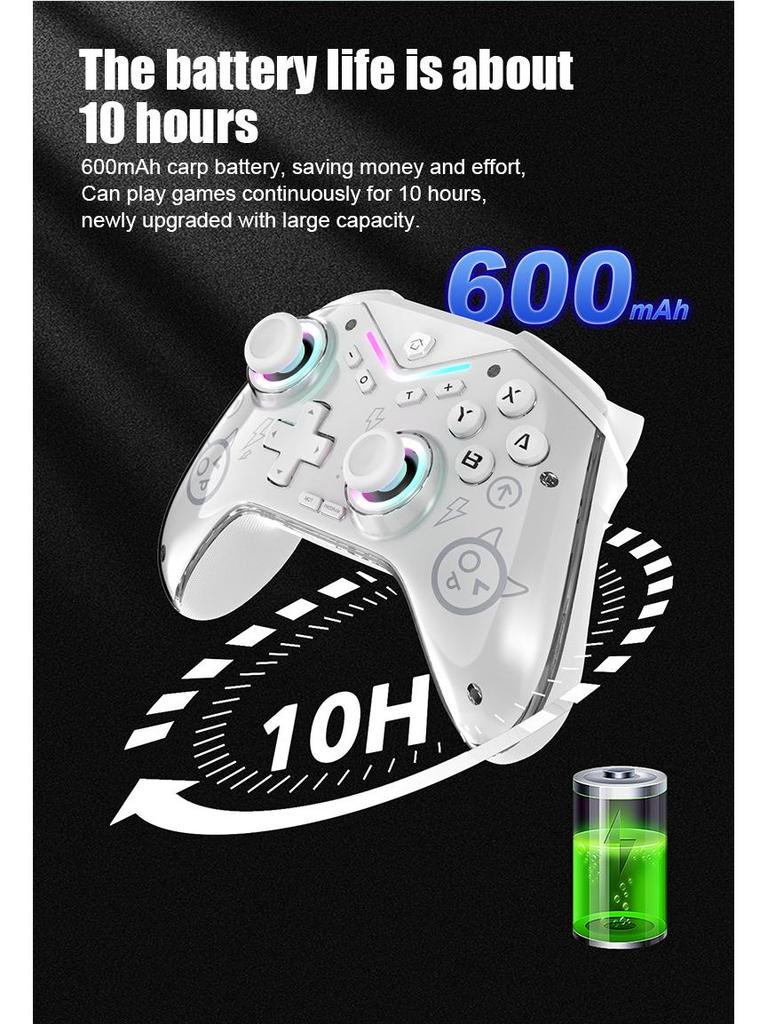 Игровой контроллер с магнитным корпусом, регулируемым джойстиком Холла, совместимостью с Switch/Android/iOS, беспроводным Bluetooth, вибрацией и световыми эффектами