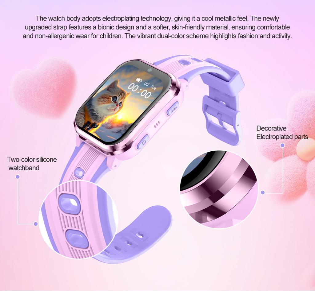 Original Factory Kids Smart Watch GPS Positioning No Disturb in Class Pink Purple Black Blue Colorful Design for Children SOS