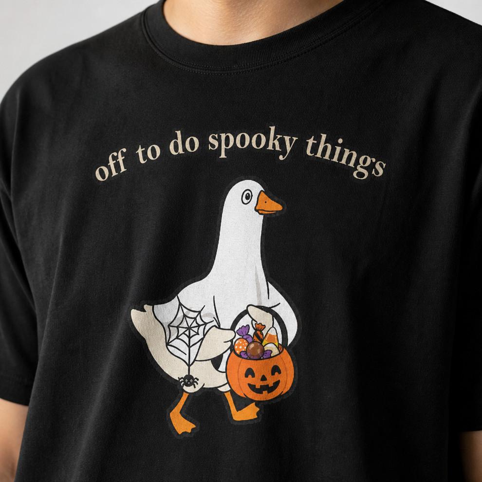 Funny Goose Spooky Halloween Graphic Unisex T-Shirt Cute Ghostly Tee