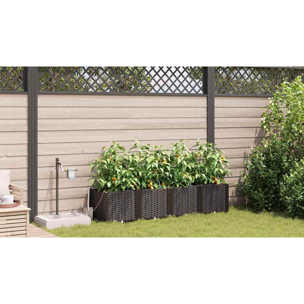 Garden Planter Set 4 pcs Brown 160 x 40 x 37.5 cm Plastic
