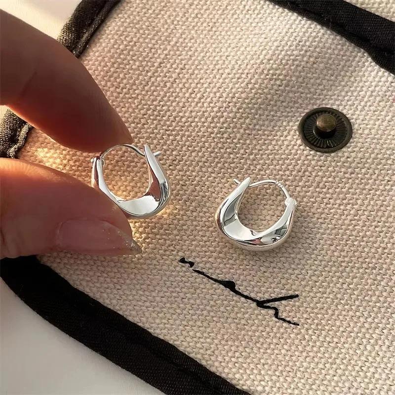 Серьги-кольца из серебра 925 пробы для женщин, модные, простые, массивные, круглые, подвески, предотвращающие аллергию, ювелирные изделия, подарки для вечеринок