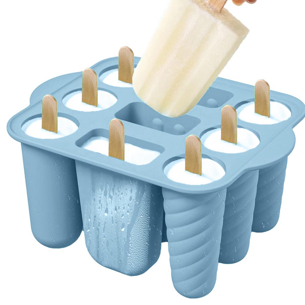 Leeseph Popsicles Mold, Reusable Easy-Release Silicone Homemade Maker Ice Pop Mold Trays with 50 Popsicle Sticks, Summer Gifts