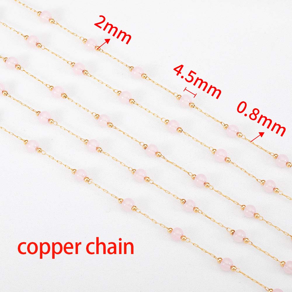1M Fashion Glass Ball Flat Beads Stainless Steel Beaded Chain Gold Color Chains for DIY Women Necklace Bracelet Jewelry Findings