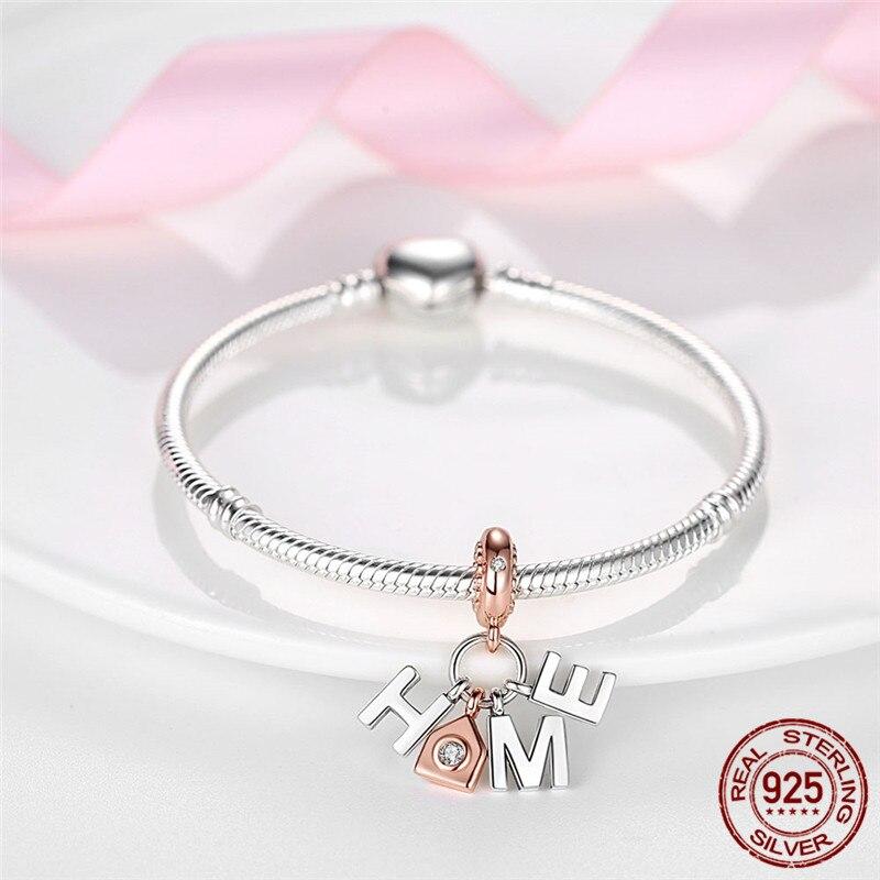 Серия из серебра и розового золота 925 пробы, подвеска в виде бусины, браслет с подвесками, изготовление ювелирных изделий, подарок для женщин