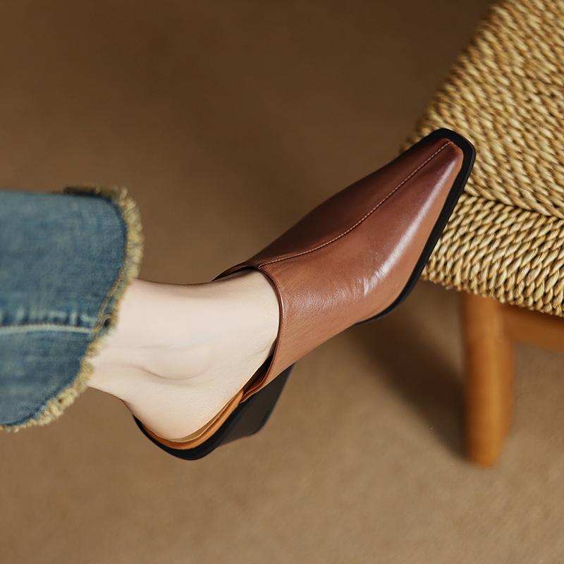 Модные Новые Летние Коричневые Туфли Элегантная Европейская Американская Мода Массивные Слайды на Танкетке Женские Туфли на Высоком Каблуке Платье Туфли Закрытый Носок Туфли-Мюли