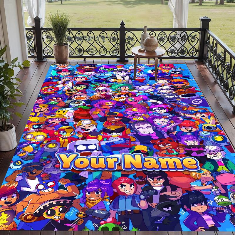 Custom Text Printed Rug Brawl Stars Non Slip Floor Carpet For Home Room Decor