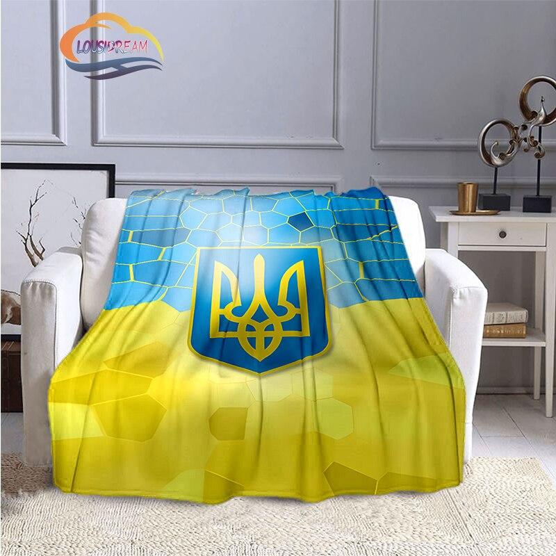 Модное одеяло с золотым логотипом футбольной команды Украины для взрослых и детей, теплое одеяло с 3D принтом, подарочное одеяло для любителей спорта