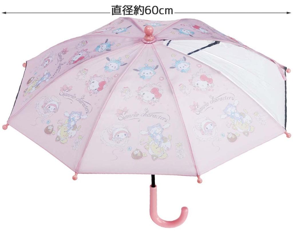 Зонт 35 см Sanrio Characters Kitten Cat для лет Приблизительно Поставляется с прозрачным окошком, обеспечивающим видимость, чтобы предотвратить попадание пальцев
