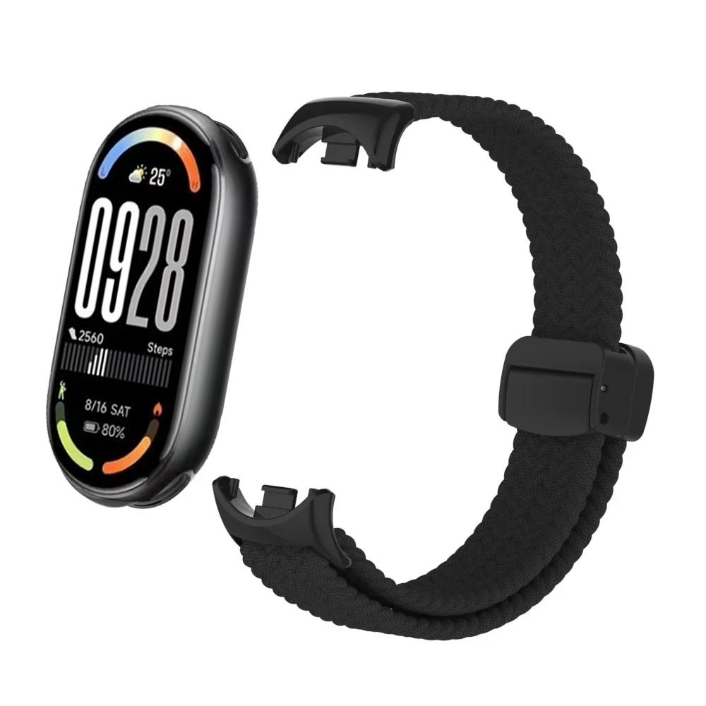 Нейлоновый петлевой ремешок для Xiaomi Mi Band 10 Браслет Плетеный Браслет Дышащий Наручный ремешок для XiaoMi Band 8 9 10 NFC Магнитная застежка Ремень